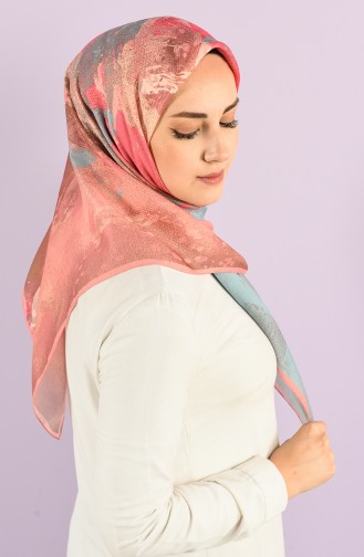 Karaca Desenli Soft Eşarp 90734-05 Koyu Somon Pembe