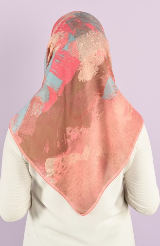 Karaca Patterned Soft Scarf 90734-05 Dark Salmon Pink 90734-05