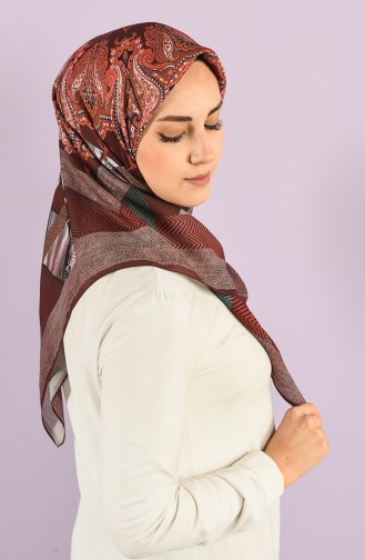 Karaca Patterned Soft Scarf 90735-09 Brown Tile 90735-09