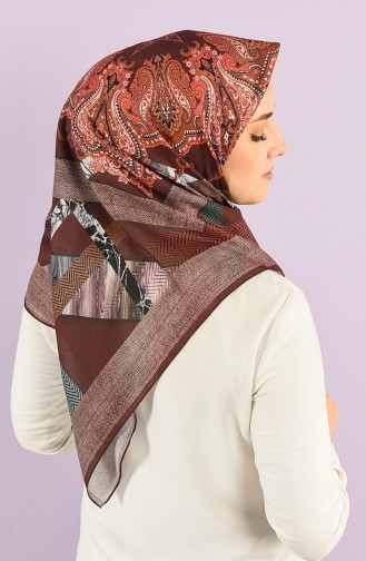 Karaca Patterned Soft Scarf 90735-09 Brown Tile 90735-09