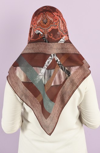 Karaca Patterned Soft Scarf 90735-09 Brown Tile 90735-09