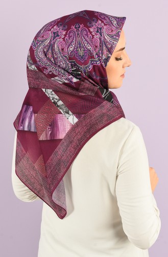 Karaca Patterned Soft Scarf 90735-10 Dark Fuchsia Purple 90735-10