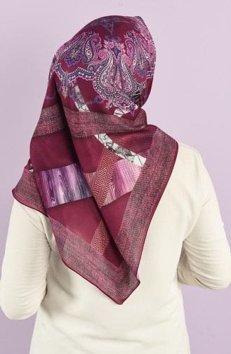 Karaca Patterned Soft Scarf 90735-10 Dark Fuchsia Purple 90735-10