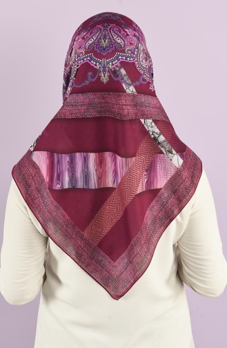 Karaca Patterned Soft Scarf 90735-10 Dark Fuchsia Purple 90735-10