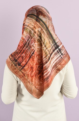 Karaca Patterned Rayon Scarf 90737-10 Light Brown Tobacco 90737-10