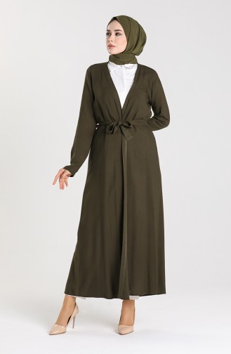 Kuşaklı Abaya 4559-02 Haki