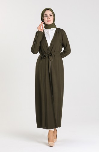 Kuşaklı Abaya 4559-02 Haki