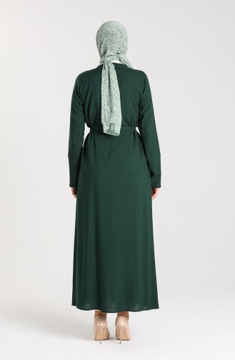 Kuşaklı Abaya 4559-05 Zümrüt Yeşili