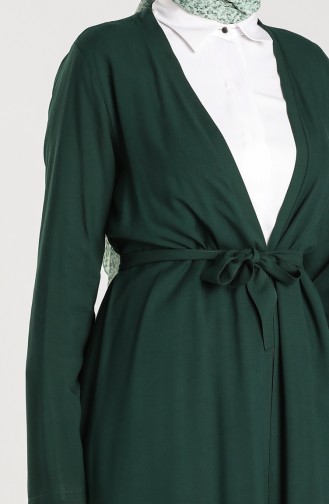 Kuşaklı Abaya 4559-05 Zümrüt Yeşili