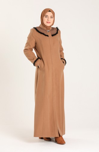 Plus Size Brooch Coat 1004-09 Beige 1004-09