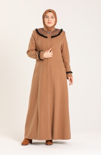 Plus Size Brooch Coat 1004-09 Beige 1004-09