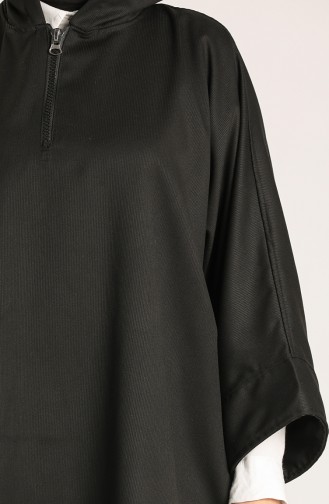 Hooded Half Sleeve Poncho 9025c-01 Black 9025C-01