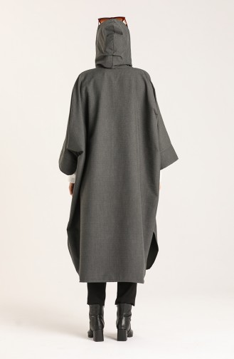 Hooded Half Sleeve Poncho 9025d-01 Dark Gray 9025D-01