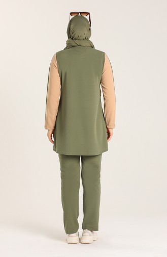 Plus Size Scuba Fabric Garni Tunic Trousers Double Suit 1429-01 Khaki 1429-01