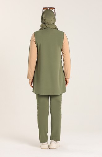 Plus Size Scuba Fabric Garni Tunic Trousers Double Suit 1429-01 Khaki 1429-01