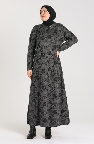 Plus Size Patterned Dress 0413-01 Black 0413-01