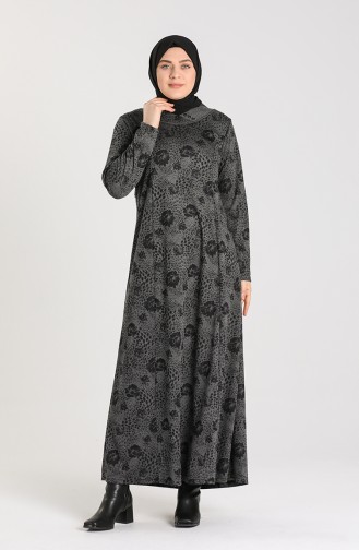 Plus Size Patterned Dress 0413-01 Black 0413-01