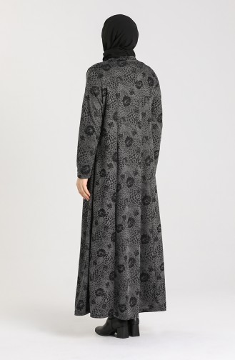 Büyük Beden Desenli Elbise 0413-01 Siyah