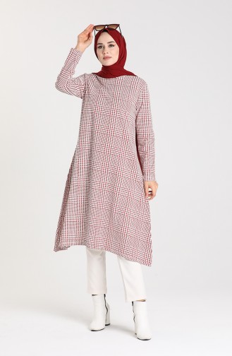 Houndstooth Tunic 8147-03 Claret Red 8147-03