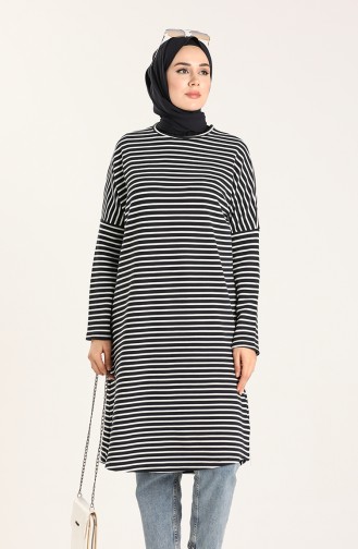 Çizgili Tunik 8158-01 Lacivert Beyaz