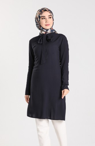 Kravat Yaka Tunik 3175-06 Lacivert