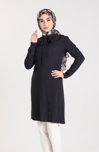 Kravat Yaka Tunik 3175-06 Lacivert