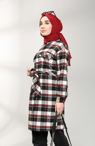 Checked Long Lumberjack Tunic 22226-03 Black white 22226-03