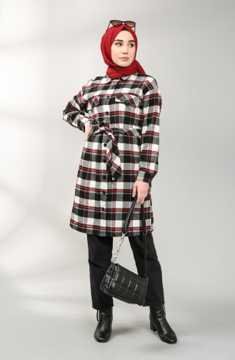 Checked Long Lumberjack Tunic 22226-03 Black white 22226-03