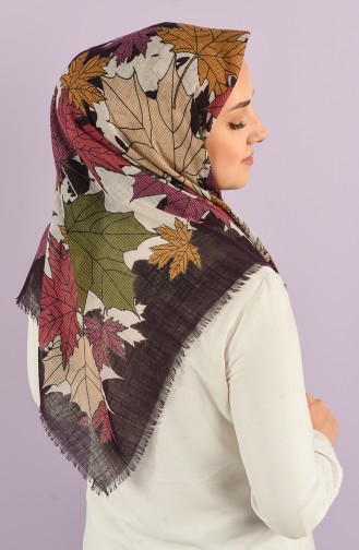 Leaf Pattern Flamed Scarf 2982-14 Purple Dried Rose 2982-14