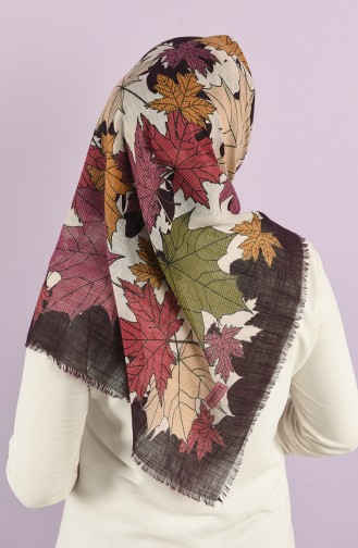 Leaf Pattern Flamed Scarf 2982-14 Purple Dried Rose 2982-14