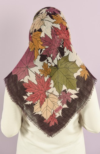 Leaf Pattern Flamed Scarf 2982-14 Purple Dried Rose 2982-14