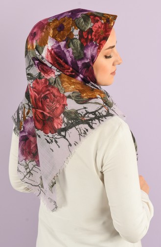Rose Print Flamed Scarf 2983-12 Lilac Dried Rose 2983-12
