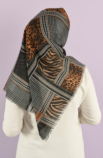 Leopard Print Flamed Scarf 2984-12 Black Dark Mink 2984-12