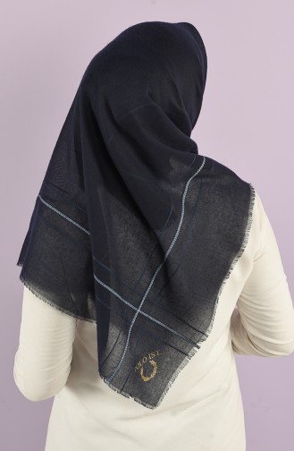 Line Detailed Linz Scarf 2986-13 Navy Blue Baby Blue 2986-13