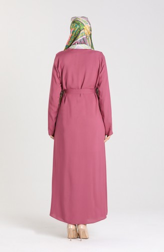 Kuşaklı Abaya 4559-08 Gül Kurusu