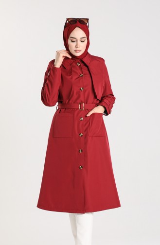 Claret red Trench Coats Models 0001-01