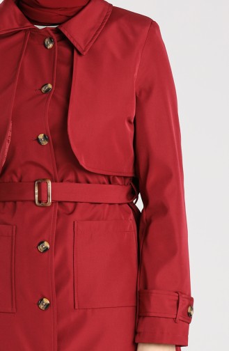 Claret red Trench Coats Models 0001-01