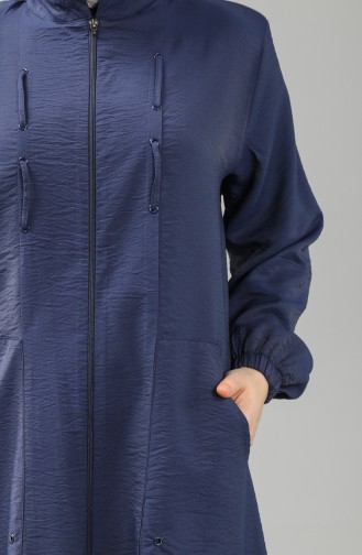 Plus Size Zippered Pocket Tunic 0007-01 Navy Blue 0007-01