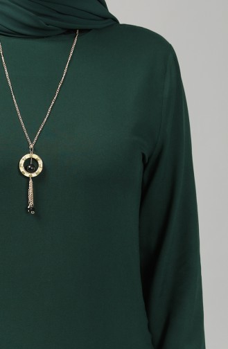 Kolye Detaylı Tunik 3176-02 Zümrüt Yeşili