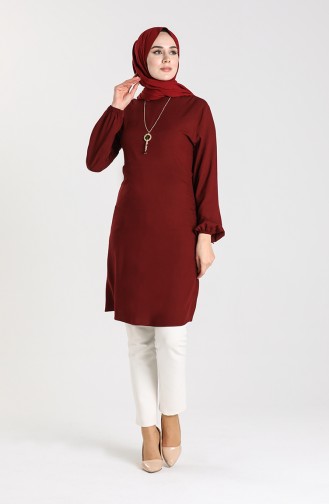 Necklace Detailed Tunic 3176-03 Cherry 3176-03