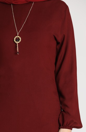 Necklace Detailed Tunic 3176-03 Cherry 3176-03