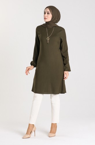 Necklace Detailed Tunic 3176-05 Khaki 3176-05