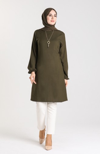 Necklace Detailed Tunic 3176-05 Khaki 3176-05