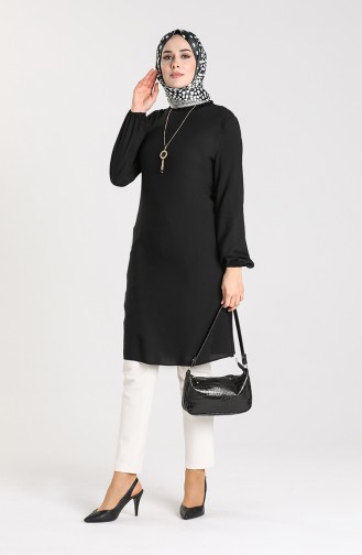 Necklace Detailed Tunic 3176-07 Black 3176-07