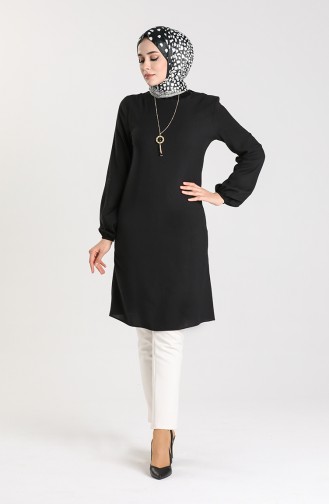 Necklace Detailed Tunic 3176-07 Black 3176-07