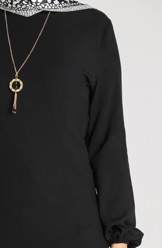 Necklace Detailed Tunic 3176-07 Black 3176-07