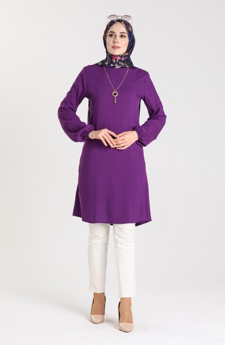 Necklace Detailed Tunic 3176-08 Purple 3176-08