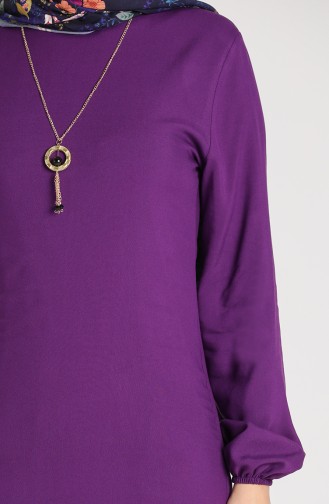 Necklace Detailed Tunic 3176-08 Purple 3176-08