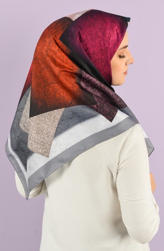 Patterned Silky Twill Scarf 15225-10 Gray 15225-10