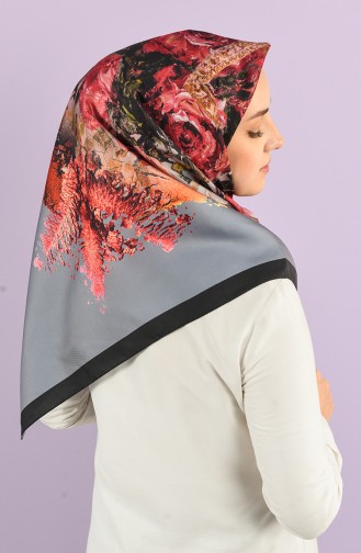 Patterned Silky Twill Scarf 15226-09 Gray 15226-09